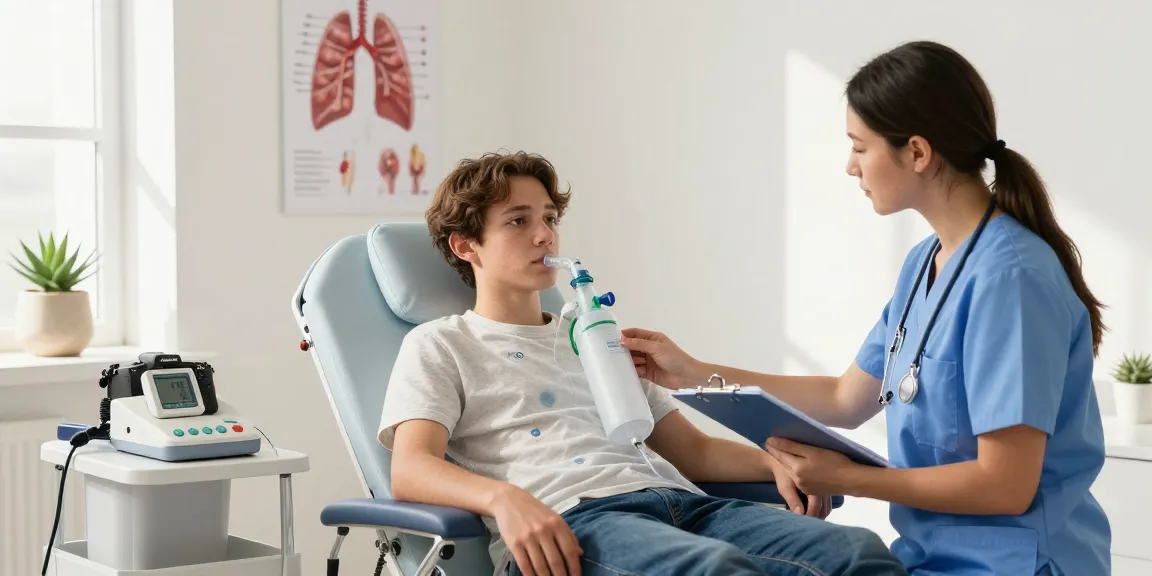 A patient receiving therapy through an oxygen tank in a bright wellness clinic.
