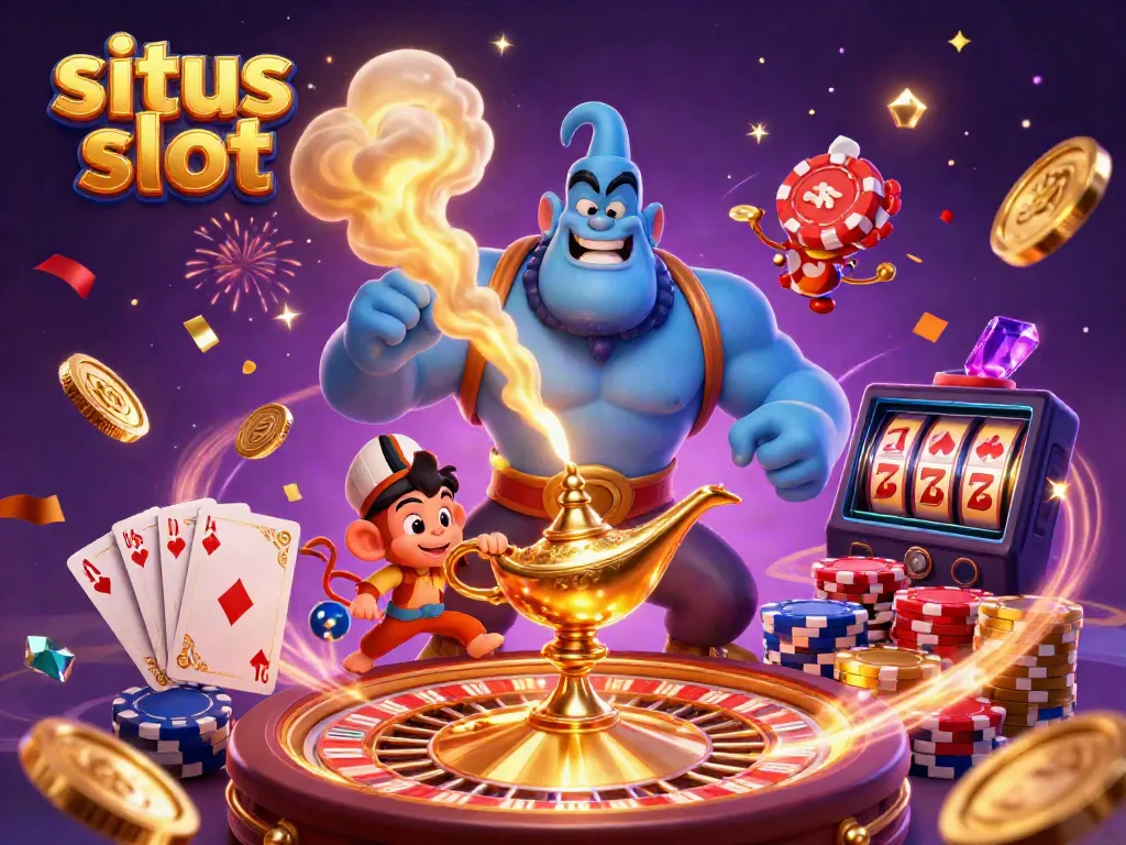 Experience thrilling moments at a situs slot with colorful poker chips and enchanting characters.